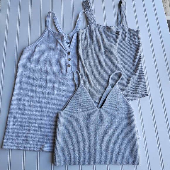 Tops - Bke, French Connection, American Eagle, Gray Ribbed Tank Top Set Womens XS